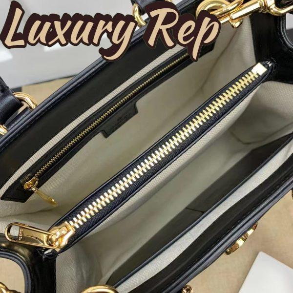 Replica Gucci Women GG Matelassé Mini Top Handle Bag Black Leather Double G 8