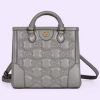 Replica Gucci Women GG Matelassé Mini Top Handle Bag Dusty Grey Leather Double G