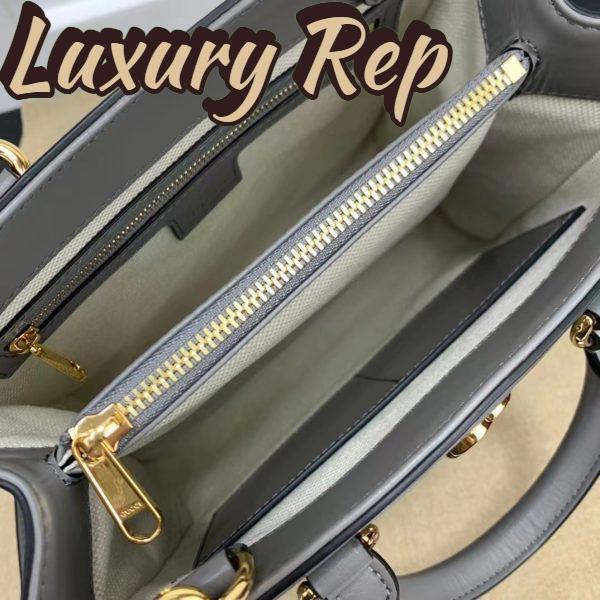 Replica Gucci Women GG Matelassé Mini Top Handle Bag Dusty Grey Leather Double G 8