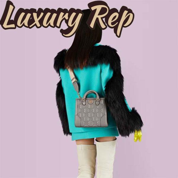 Replica Gucci Women GG Matelassé Mini Top Handle Bag Dusty Grey Leather Double G 13