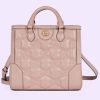 Replica Gucci Women GG Matelassé Mini Top Handle Bag Dusty Grey Leather Double G 14