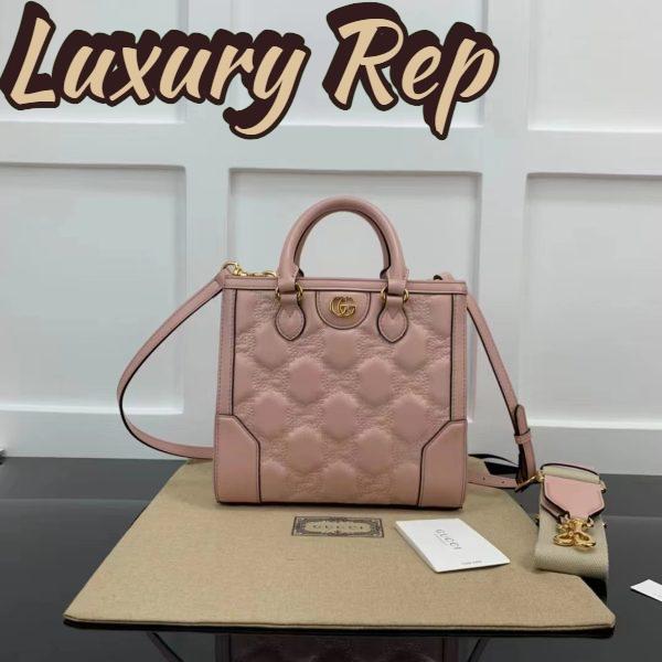 Replica Gucci Women GG Matelassé Mini Top Handle Bag Pink Leather Double G 3