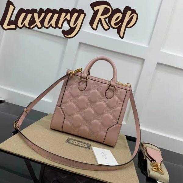 Replica Gucci Women GG Matelassé Mini Top Handle Bag Pink Leather Double G 4