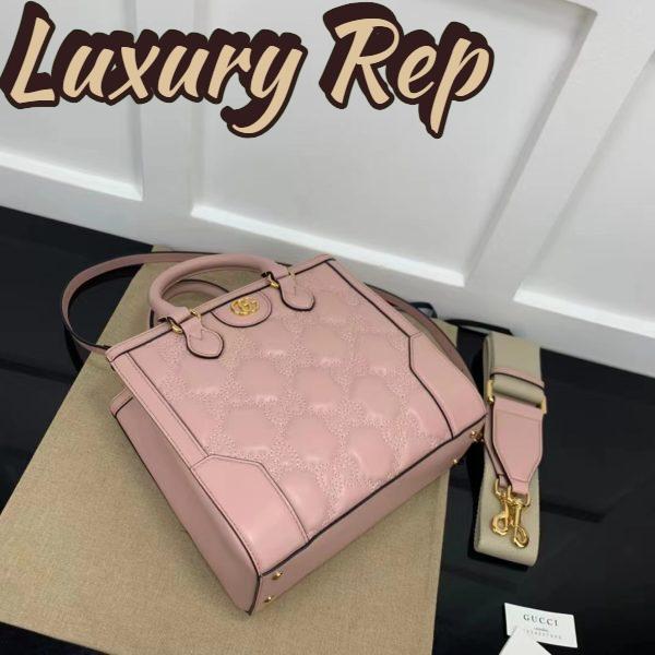 Replica Gucci Women GG Matelassé Mini Top Handle Bag Pink Leather Double G 5