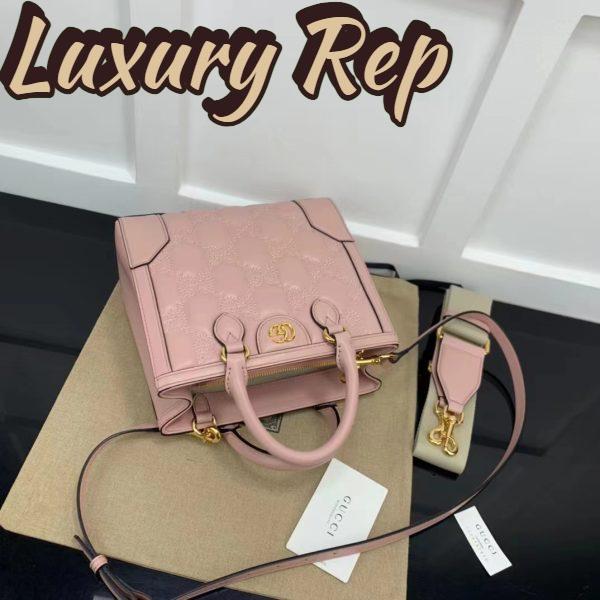 Replica Gucci Women GG Matelassé Mini Top Handle Bag Pink Leather Double G 6