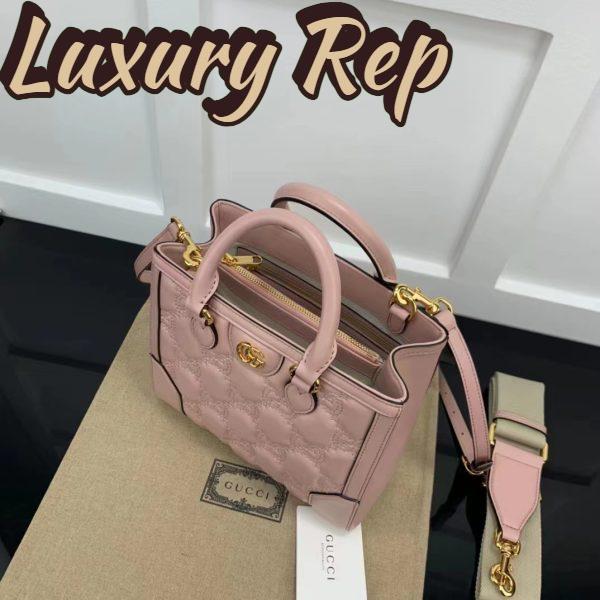 Replica Gucci Women GG Matelassé Mini Top Handle Bag Pink Leather Double G 7