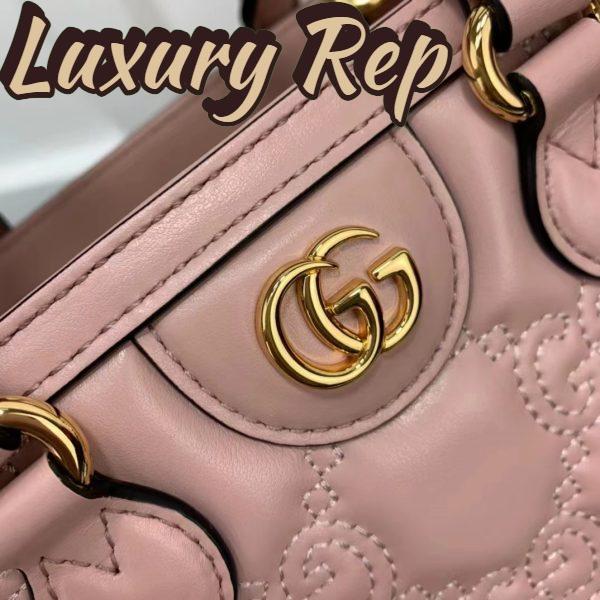 Replica Gucci Women GG Matelassé Mini Top Handle Bag Pink Leather Double G 8