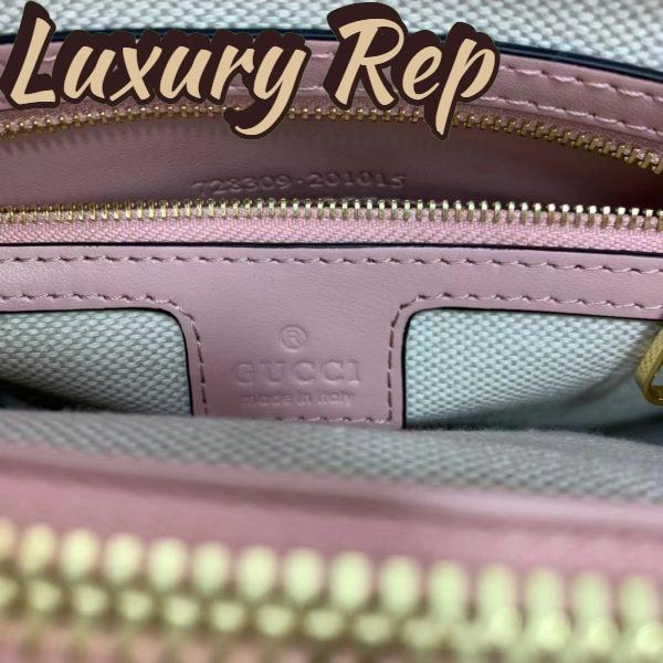 Replica Gucci Women GG Matelassé Mini Top Handle Bag Pink Leather Double G 10
