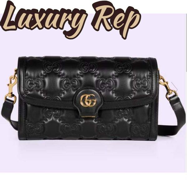 Replica Gucci Women GG Matelassé Small Bag Black Double G