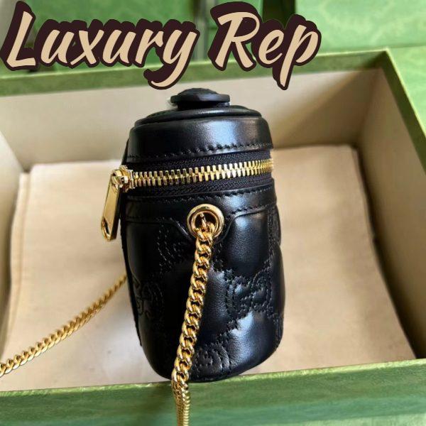 Replica Gucci Women GG Matelassé Top Handle Mini Bag Black Leather Double G 7