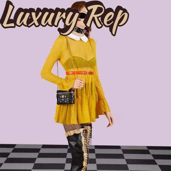 Replica Gucci Women GG Matelassé Top Handle Mini Bag Black Leather Double G 12
