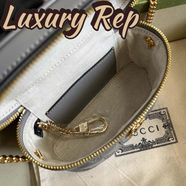 Replica Gucci Women GG Matelassé Top Handle Mini Bag Grey Leather Double G 10