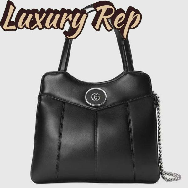 Replica Gucci Women GG Petite GG Small Tote Bag Black Leather Double G 2