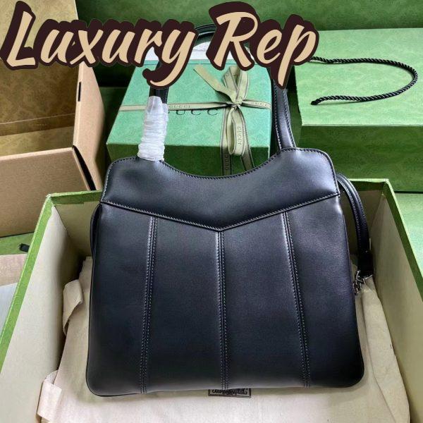 Replica Gucci Women GG Petite GG Small Tote Bag Black Leather Double G 4