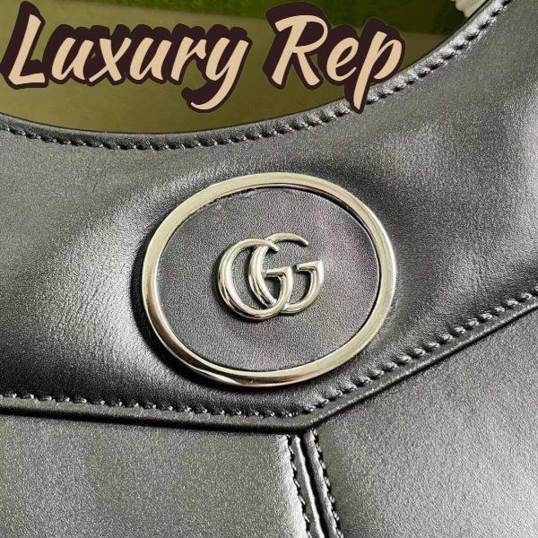 Replica Gucci Women GG Petite GG Small Tote Bag Black Leather Double G 10