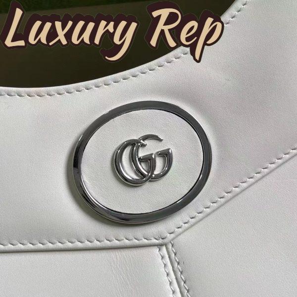 Replica Gucci Women GG Petite GG Small Tote Bag White Leather Double G 9
