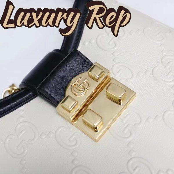 Replica Gucci Women GG Small GG Shoulder Bag White Debossed Leather Double G 10