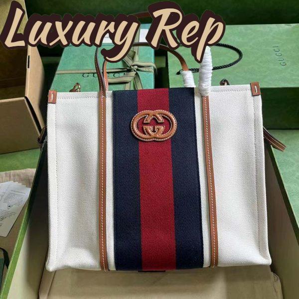 Replica Gucci Women GG Small Interlocking G Tote Bag White Cotton Canvas 3