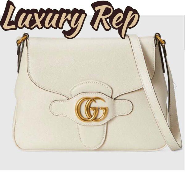 Replica Gucci Women GG Small Messenger Bag with Double G White Leather
