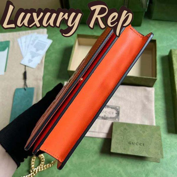 Replica Gucci Women GG Matelassé Chain Wallet Orange Leather Double G Chain Strap 5