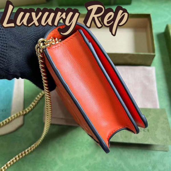 Replica Gucci Women GG Matelassé Chain Wallet Orange Leather Double G Chain Strap 7