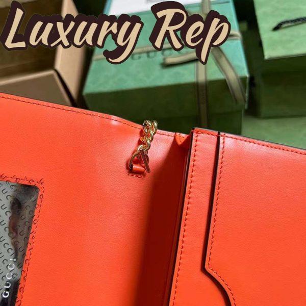Replica Gucci Women GG Matelassé Chain Wallet Orange Leather Double G Chain Strap 11