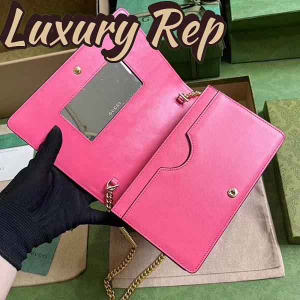 Replica Gucci Women GG Matelassé Chain Wallet Pink Leather Double G Chain Strap 5