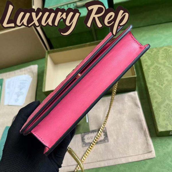 Replica Gucci Women GG Matelassé Chain Wallet Pink Leather Double G Chain Strap 7