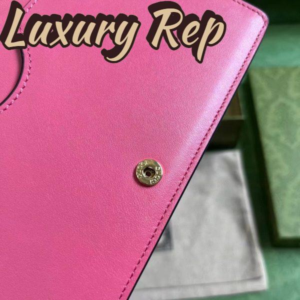 Replica Gucci Women GG Matelassé Chain Wallet Pink Leather Double G Chain Strap 10
