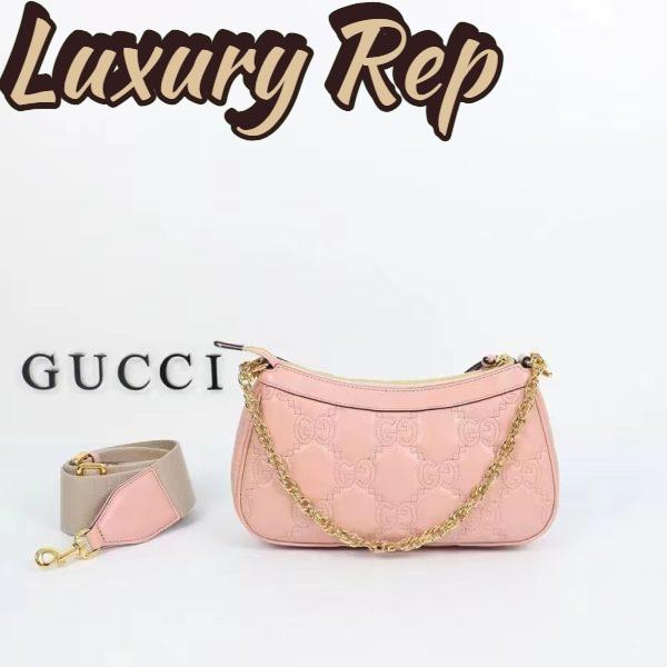 Replica Gucci Women GG Matelassé Handbag Pink GG Matelassé Leather Double G 4