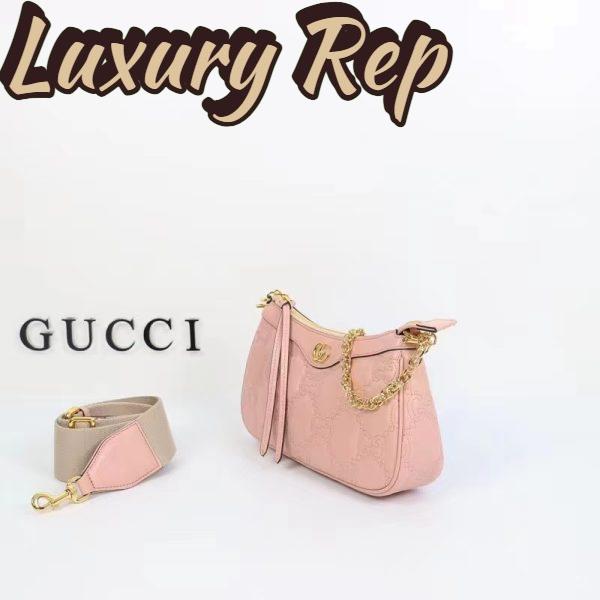 Replica Gucci Women GG Matelassé Handbag Pink GG Matelassé Leather Double G 5