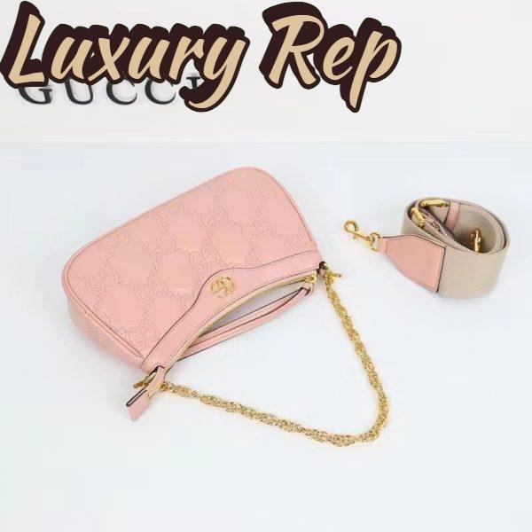 Replica Gucci Women GG Matelassé Handbag Pink GG Matelassé Leather Double G 7