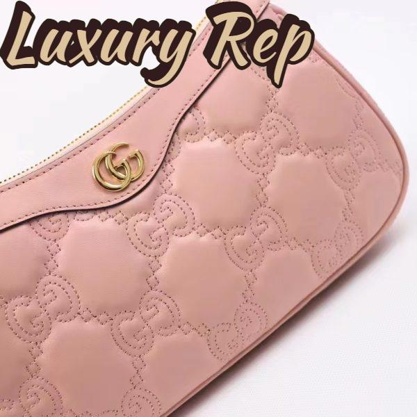 Replica Gucci Women GG Matelassé Handbag Pink GG Matelassé Leather Double G 9