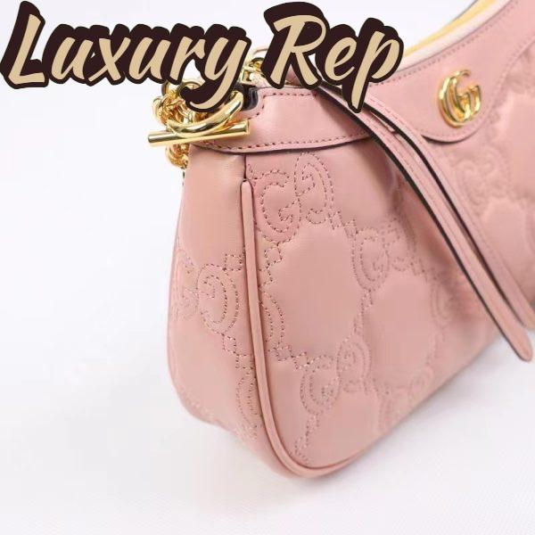 Replica Gucci Women GG Matelassé Handbag Pink GG Matelassé Leather Double G 11