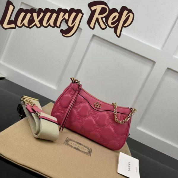 Replica Gucci Women GG Matelassé Handbag Pink GG Matelassé Leather Zip Closure 3