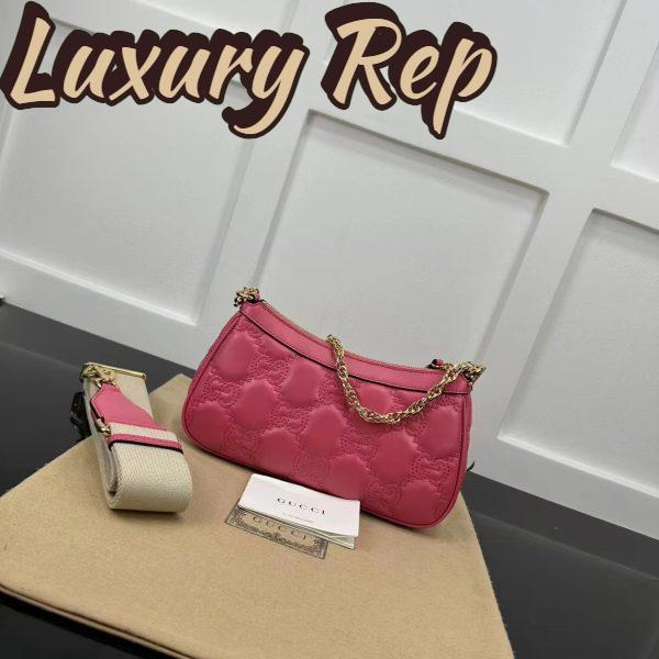 Replica Gucci Women GG Matelassé Handbag Pink GG Matelassé Leather Zip Closure 4