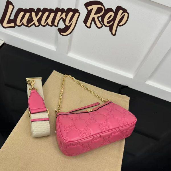 Replica Gucci Women GG Matelassé Handbag Pink GG Matelassé Leather Zip Closure 5