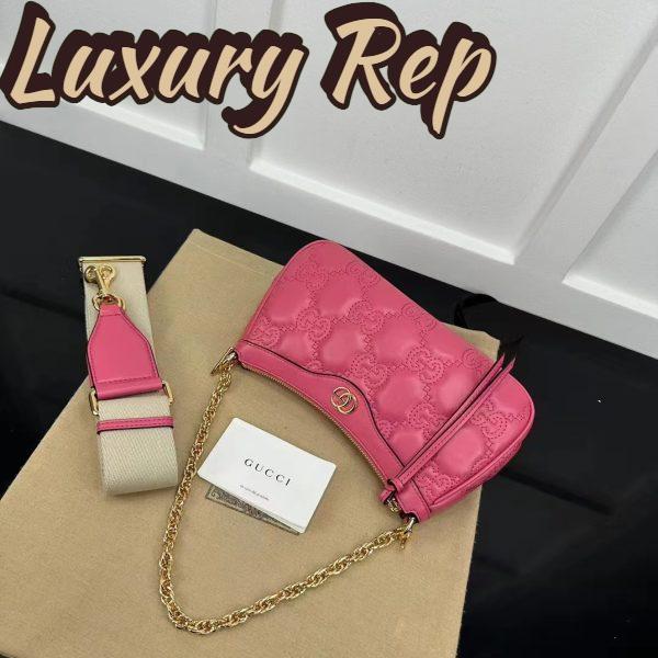 Replica Gucci Women GG Matelassé Handbag Pink GG Matelassé Leather Zip Closure 6