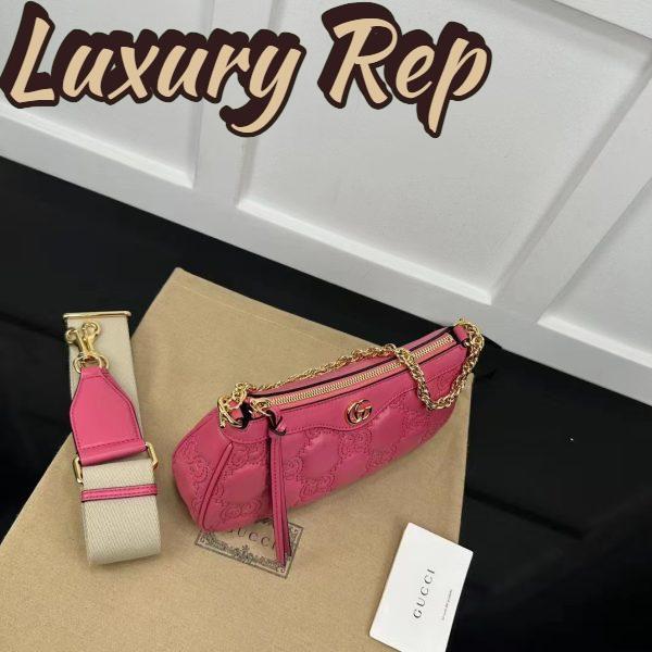 Replica Gucci Women GG Matelassé Handbag Pink GG Matelassé Leather Zip Closure 7
