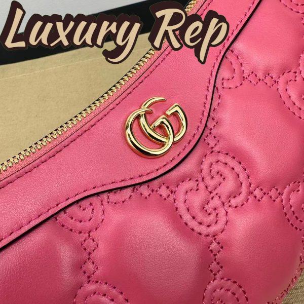 Replica Gucci Women GG Matelassé Handbag Pink GG Matelassé Leather Zip Closure 8