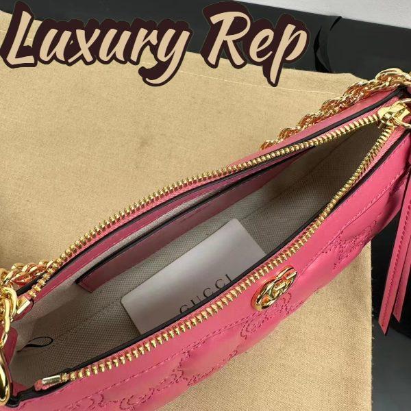 Replica Gucci Women GG Matelassé Handbag Pink GG Matelassé Leather Zip Closure 9