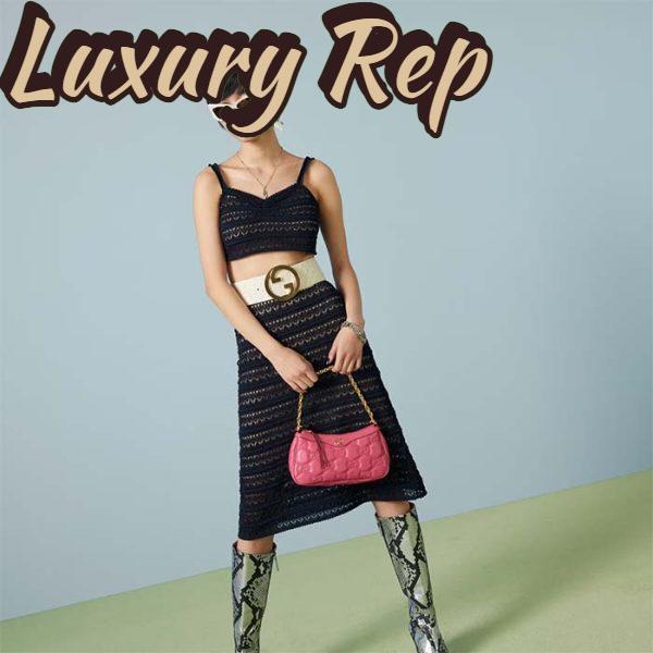 Replica Gucci Women GG Matelassé Handbag Pink GG Matelassé Leather Zip Closure 12