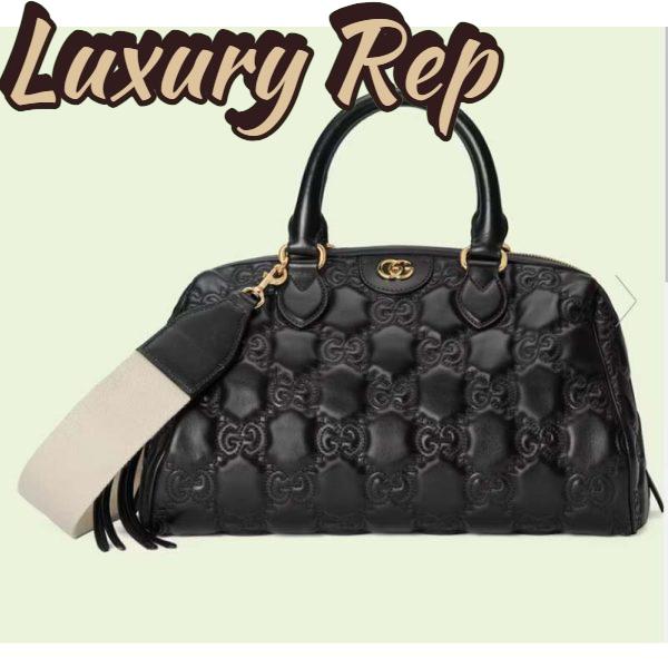 Replica Gucci Women GG Matelassé Leather Medium Bag Black Double G Gold-Toned Hardware 2