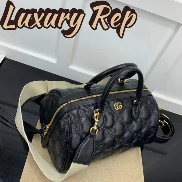 Replica Gucci Women GG Matelassé Leather Medium Bag Black Double G Gold-Toned Hardware 4