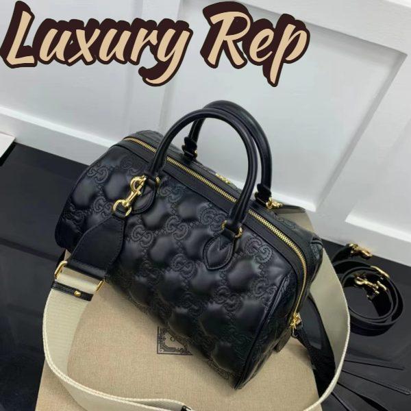 Replica Gucci Women GG Matelassé Leather Medium Bag Black Double G Gold-Toned Hardware 5