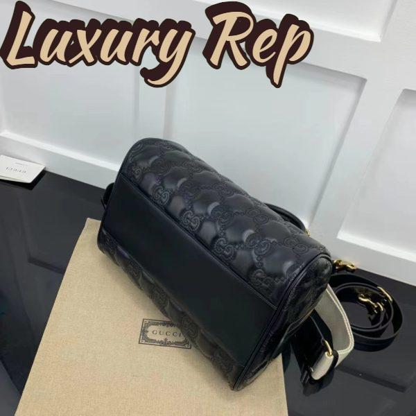 Replica Gucci Women GG Matelassé Leather Medium Bag Black Double G Gold-Toned Hardware 7