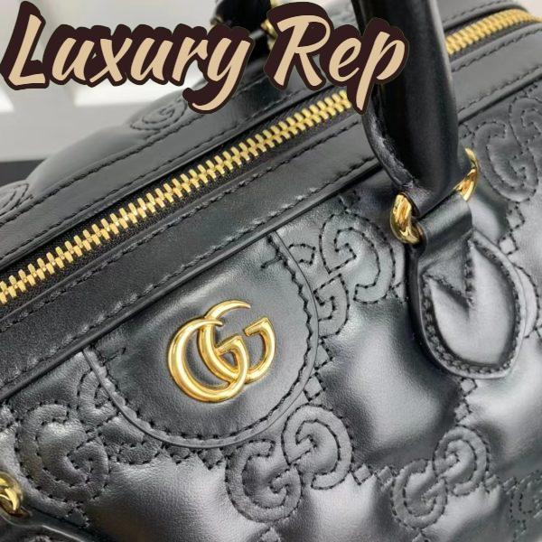 Replica Gucci Women GG Matelassé Leather Medium Bag Black Double G Gold-Toned Hardware 8
