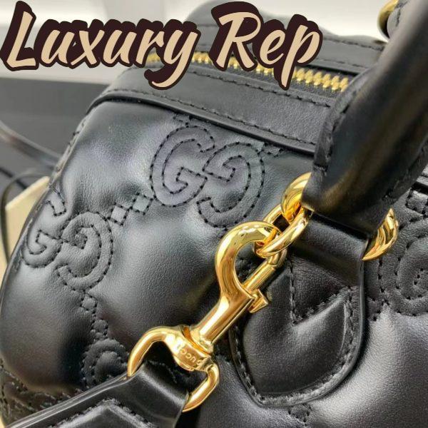 Replica Gucci Women GG Matelassé Leather Medium Bag Black Double G Gold-Toned Hardware 9