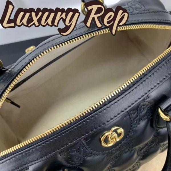 Replica Gucci Women GG Matelassé Leather Medium Bag Black Double G Gold-Toned Hardware 10
