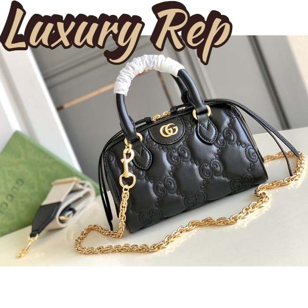 Replica Gucci Women GG Matelassé Leather Mini Bag Black Double G 3